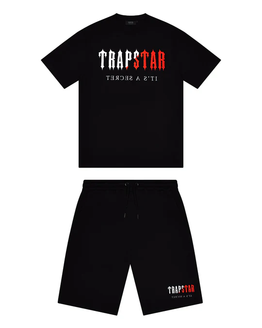 Trapstar shorts-decoded-short-set-black